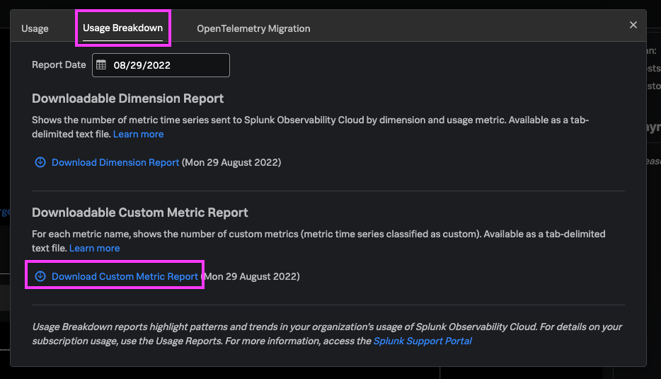 Download Custom Metric Report